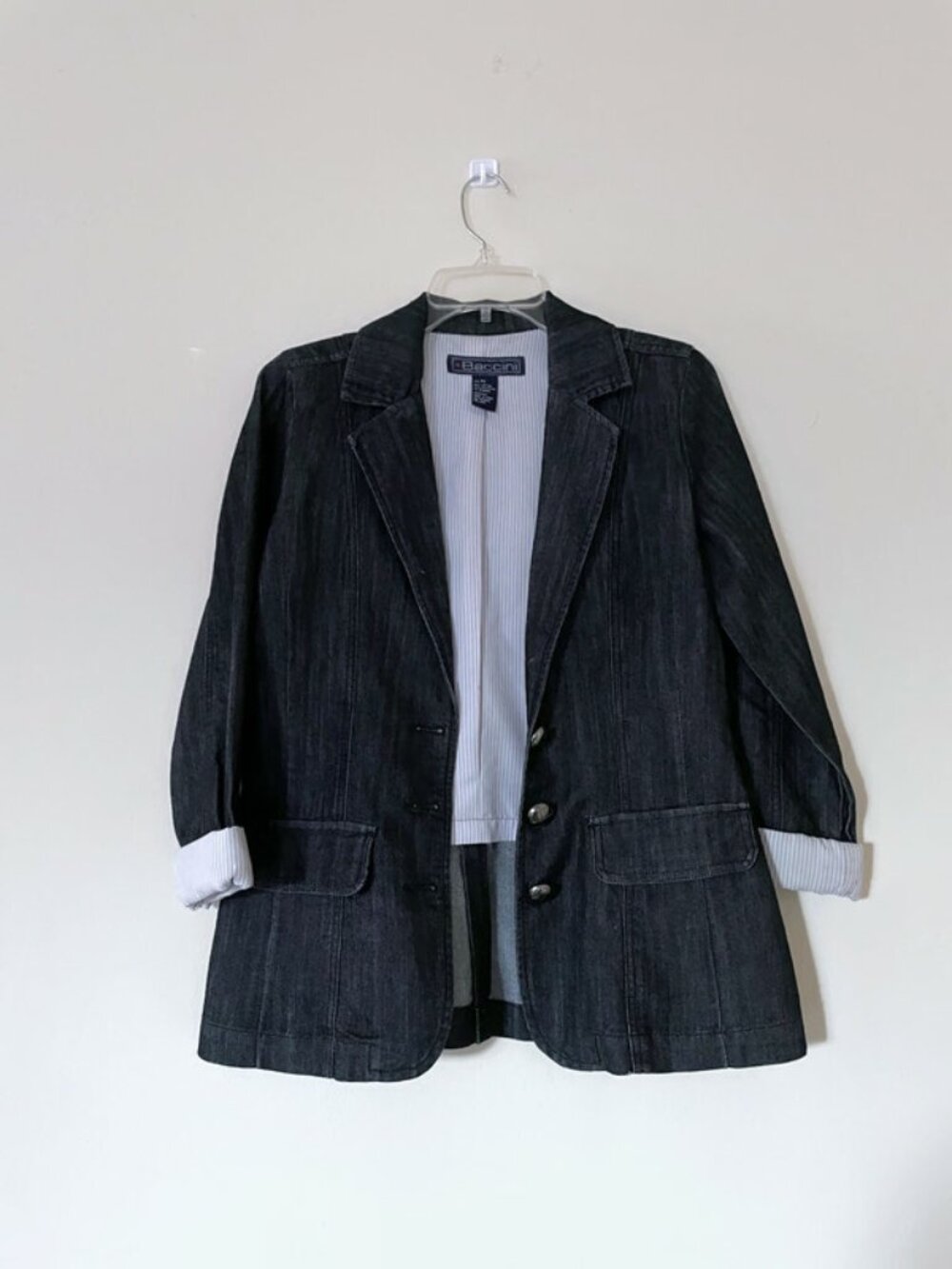 Baccini Dark denim blazer with rolled up sleeves